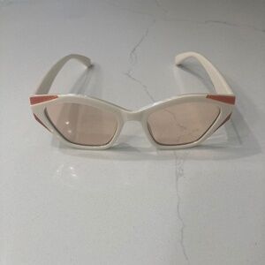 Retro Biege and Orange Rhinestone Sunglasses